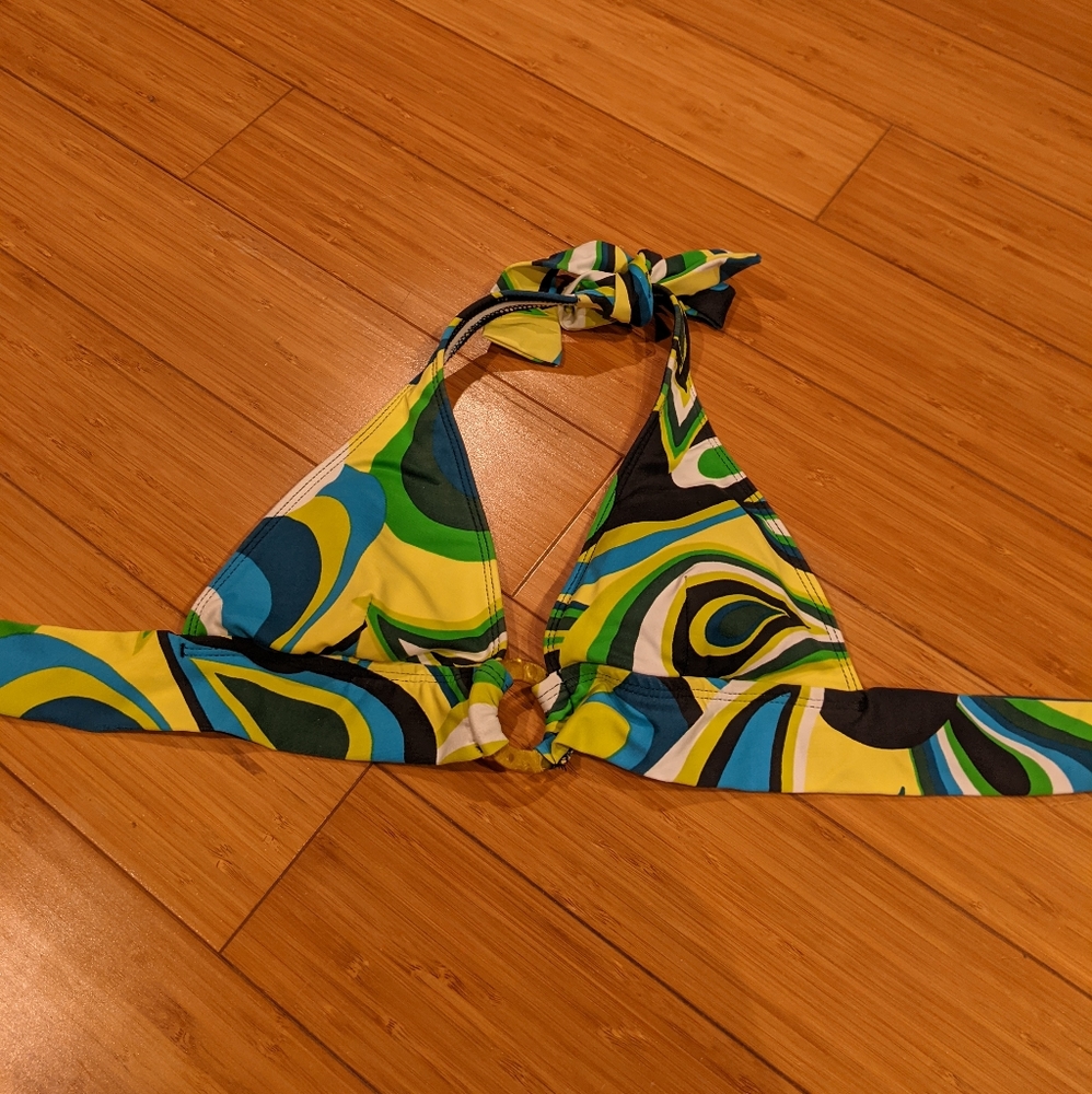 Retro tie dye pattern bikini top